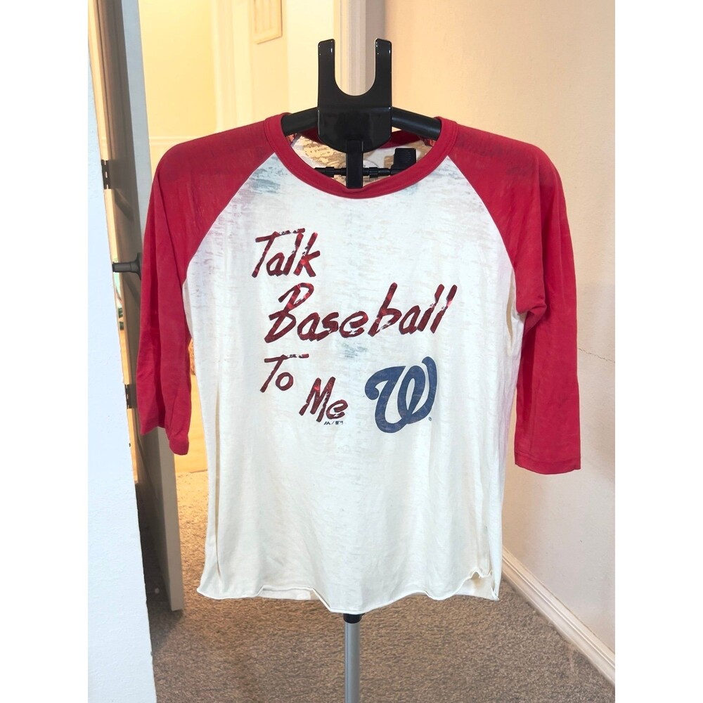 Washington Nationals Talk Baseball to Me Graphic 3/4 Tee Shirt Women’s Large